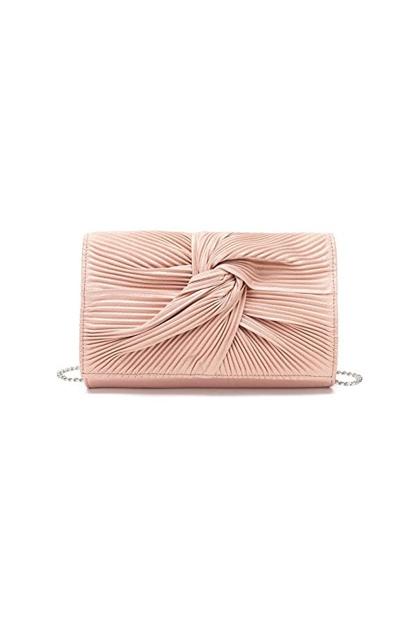 Miss Lulu Pochette pour Femme, Sac de Soirée pour Mariage, Grand Nœud Doux avec de Fines Paillettes, Sac à Main Synthétique