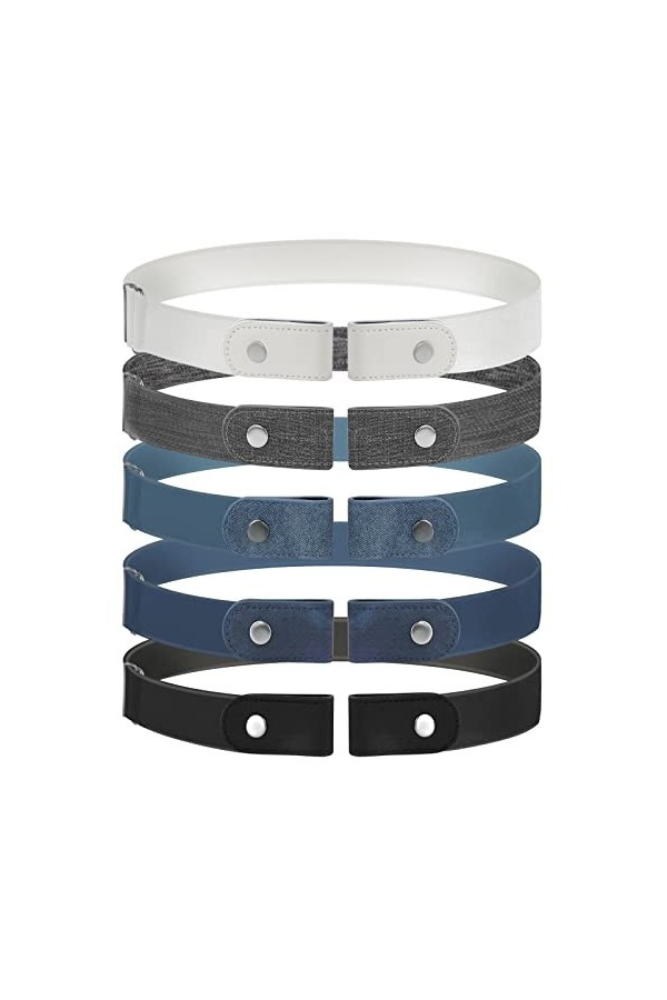 MINISOISO 2 Pièces Ceinture sans Boucle Femme, Ceinture Élastique Invisible Unisexe, Ceinture Extensible sans Boucle, Ceintur