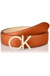 Calvin Klein Ceinture Femme Re-Lock Ck Logo Belt 3.0 cm Ceinture Cuir, Marron Cognac , 80 cm