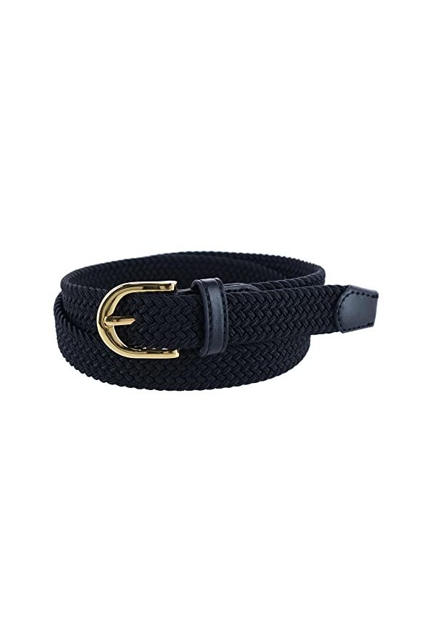 CTM Ceinture élastique tressée pour femme - Noir - Small