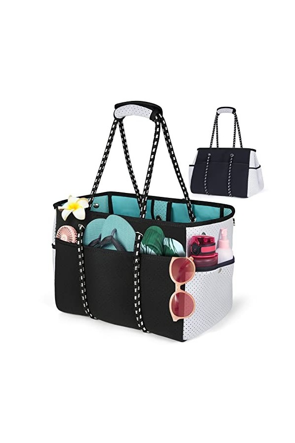 NUBILY Sac de Plage Grand Sac de Plage Femme XXL en Néoprène Polyvalent Beach Bag Grande Capacité Sacs à Cabas pour Plage Gym