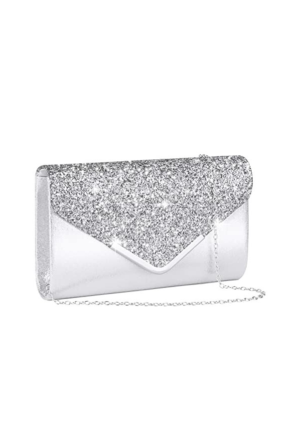 OSDUE Sac de Soirée Pochette, Pochette Enveloppe Sac de Soirée pour Femme, Sac à Main de Soirée Etincelant pour Soirée, Maria