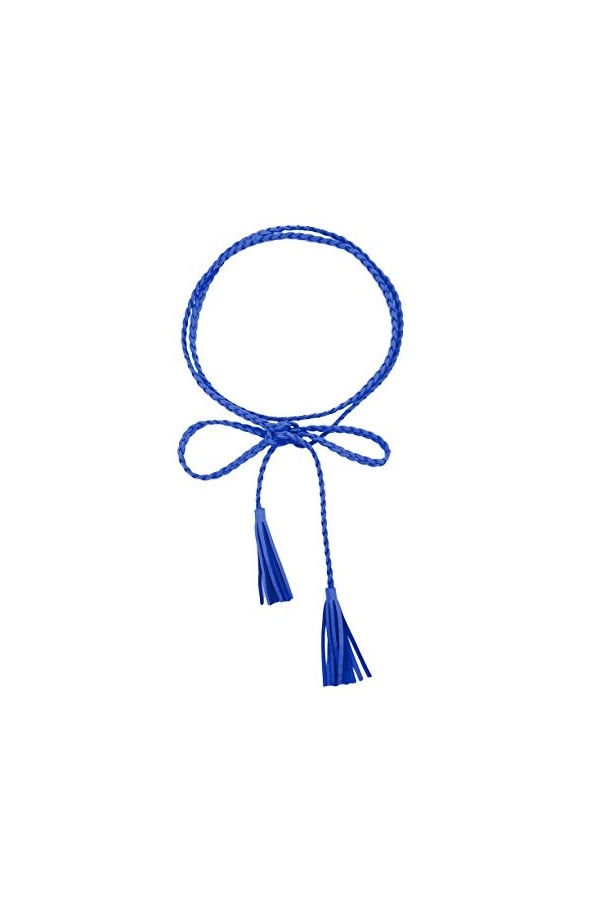 Ceinture Fine en Cuir Artificiel Tressée 160cm de Long- Femmes brun clair 