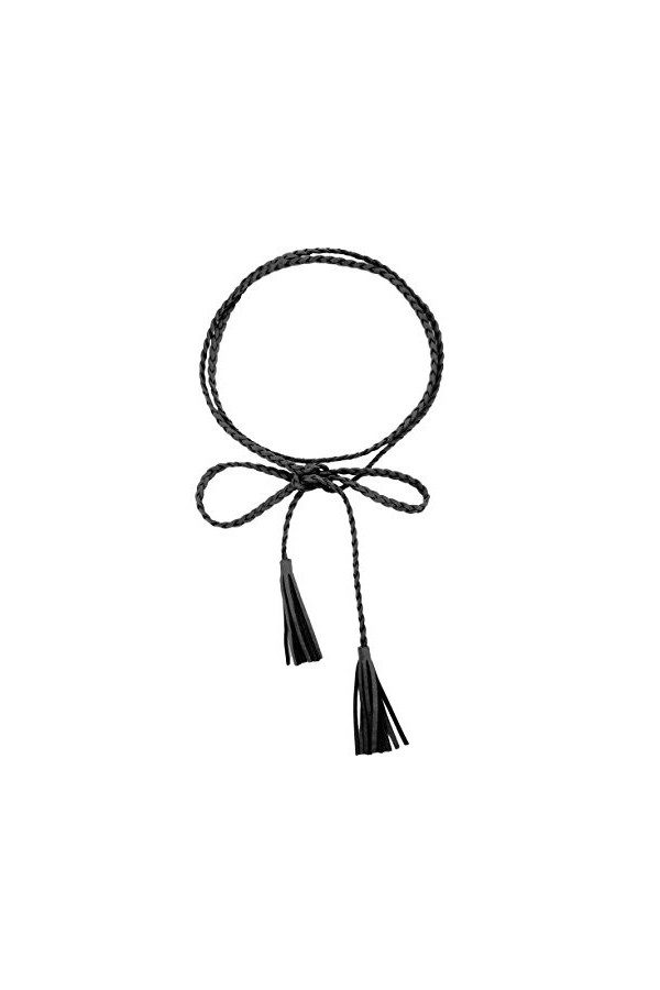 Ceinture Fine en Cuir Artificiel Tressée 160cm de Long- Femmes brun clair 