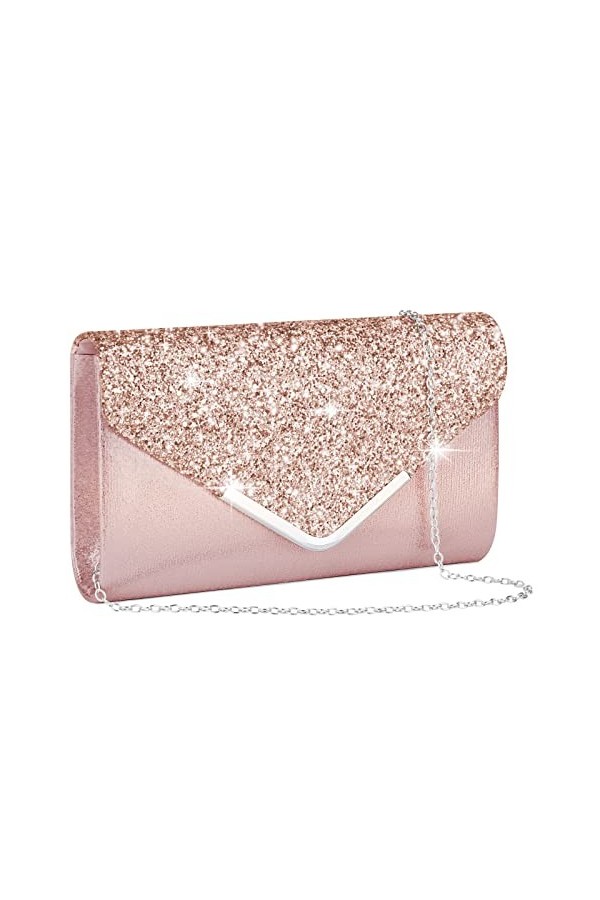 OSDUE Sac de Soirée Pochette, Pochette Enveloppe Sac de Soirée pour Femme, Sac à Main de Soirée Etincelant pour Soirée, Maria
