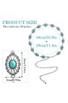 Yolev Ceinture Femme Turquoise Concho Chaîne Sangle Argent Ceinture Métal Taille Pierre Chaîne Réglable Western Ceinture Jean