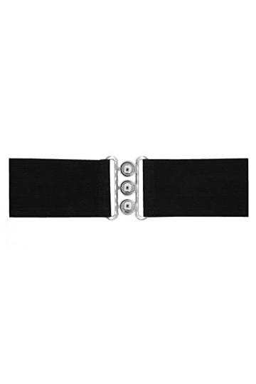 Van Der Rich ® - Ceinture Elastique Large à boucle 7,5 cm Fabriqué en France - Femme Noir,TU 