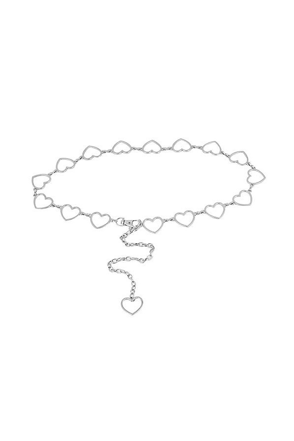 Milya Hip Chain Ensemble de nœud Papillon et Ceinture de Tuxedo, Heart Silver, One Size Femme