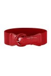 LSYYSL 1 pièce rouge rétro large ceinture réglable pour femme Ceinture en cuir élastique rétro Convient pour robes, chemises,