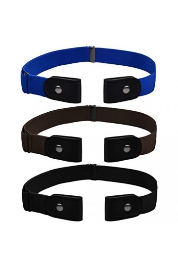 NATUCE 3Pcs Ceinture Extensible Sans Boucle, Ceinture Élastique Sans Boucle, Ceinture Élastique Invisible Unisexe Femme & Hom