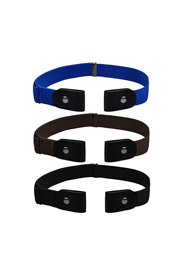 NATUCE 3Pcs Ceinture Extensible Sans Boucle, Ceinture Élastique Sans Boucle, Ceinture Élastique Invisible Unisexe Femme & Hom