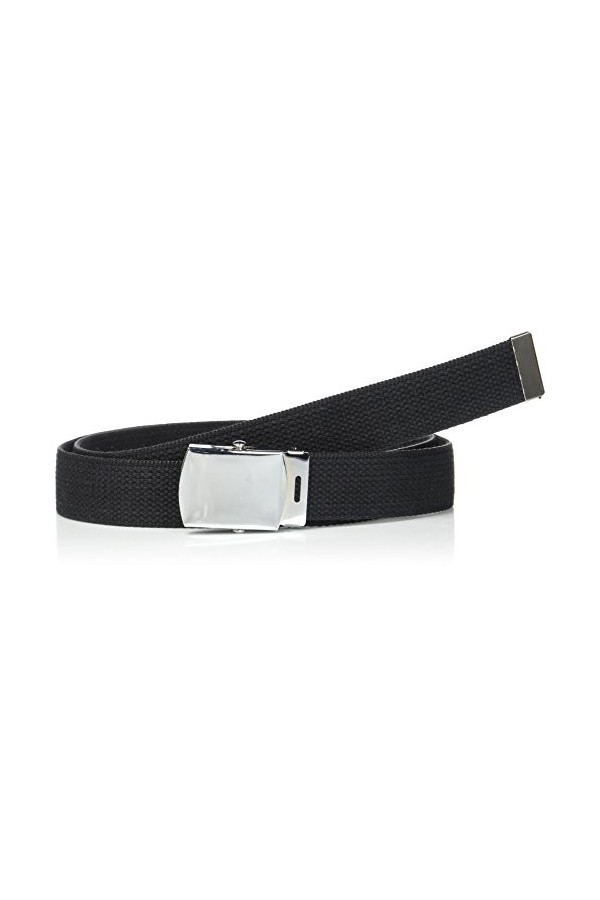 Mil-Tec Ceinture US Belt Noire Coton Miltec Boucle Metal Chrome 13110002 Airsoft, Homme, Noir, 130