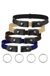 JEJA Ceintures sans Boucle, 4 Pièces Ceinture Élastique Invisible Unisexe, Ceinture Extensible Sans Boucle Femme Homme, Ceint