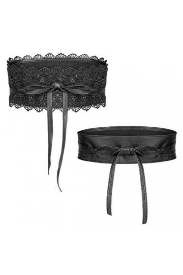 Comius Sharp Ceinture en Dentelles, 2 pièces Ceinture Femme,Ceinture pour femme large en dentelle avec ceinture en simili cui