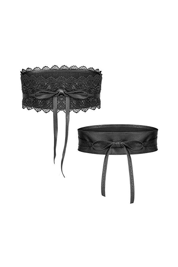 Comius Sharp Ceinture en Dentelles, 2 pièces Ceinture Femme,Ceinture pour femme large en dentelle avec ceinture en simili cui