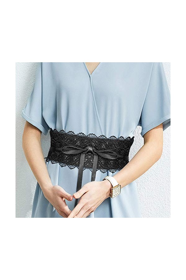 Comius Sharp Ceinture en Dentelles, 2 pièces Ceinture Femme,Ceinture pour femme large en dentelle avec ceinture en simili cui