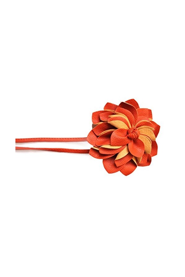 CAISHA by PRETTYSHOP Ceinture Wrap Ceinture Aspect Cuir Avec Fleur Extravagante Blanc Crème WG7