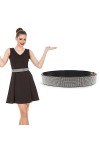 Bewudy Rhinestone Ceinture élastique pour femme PU brillant cristal stretch taille femme robe stretch ceinture mode scintilla