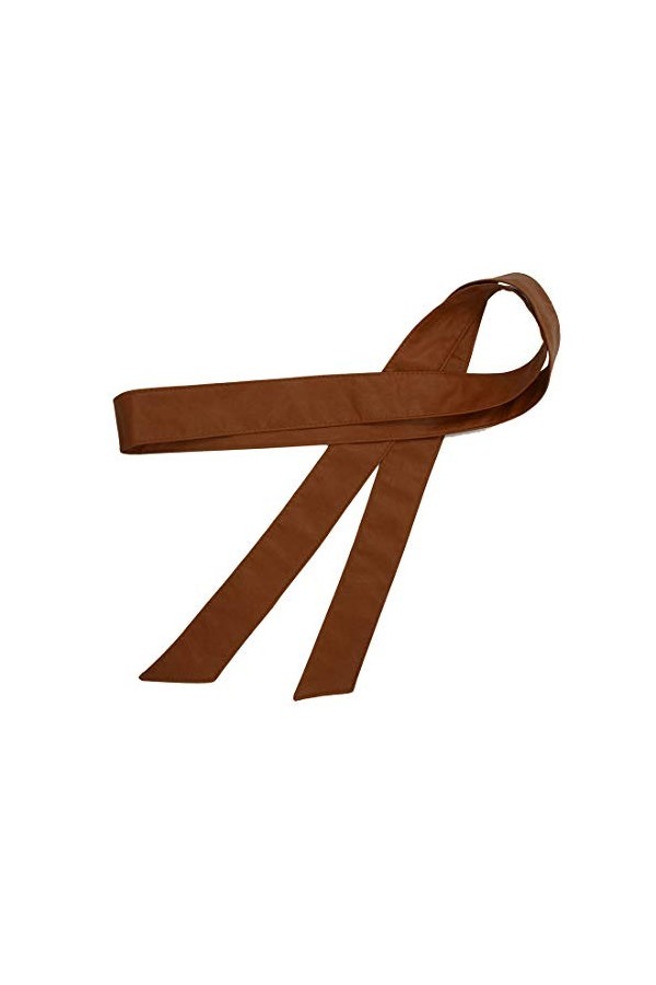 Ceinture Femmes en Cuir Artificiel Accessoire Mode Chic Uni 172cm de Long Taille unique, Marron 