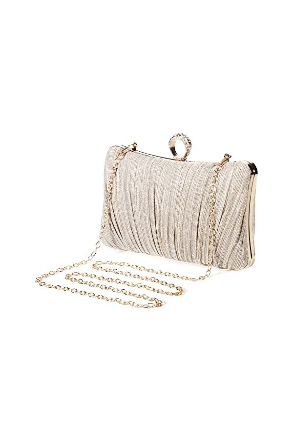 UBORSE Sac de Soirée Pochette Mariage en Paillettes Brillant Sac à Main Femme en Bandoulière Chaîne Démontable Superbe Cadeau