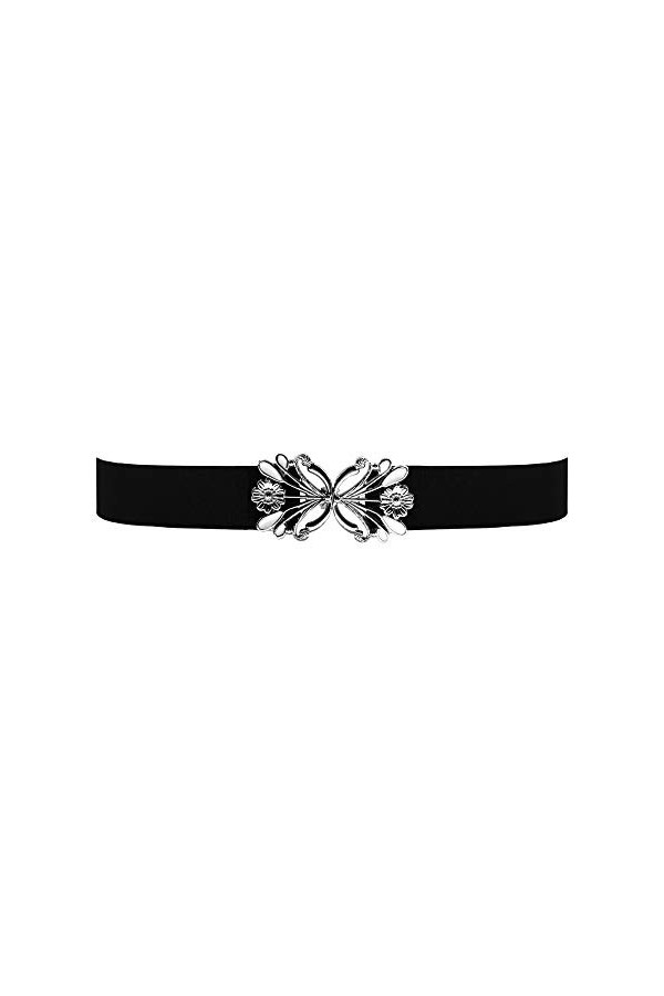 BlackButterfly 1 Pouces Fleur de Pissenlit élastique Boucle Ceinture Noir - Blanc, S 
