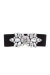 WedDecor Ceinture élastique large avec motif floral en strass tendance pour femme Taille unique Noir - Noir - 80