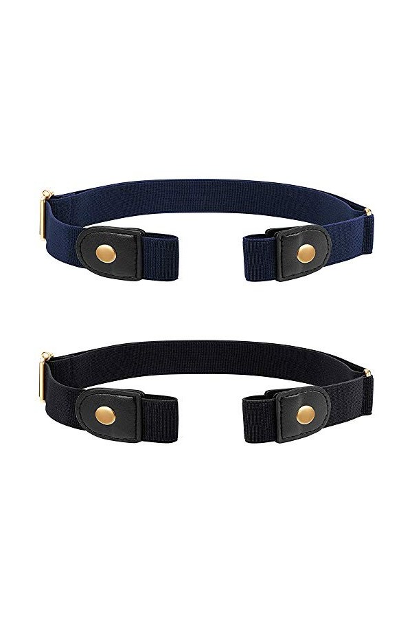 UBERMing 2 Pcs Ceinture Ajustable Sans Boucle Ceinture Elastique Invisible Ceinture Sans Boucle Dames Ceinture Extensible Hom