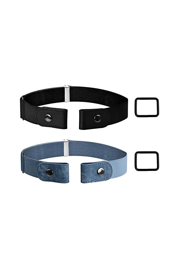 Laughhe 2 Pièces Ceinture Femme Homme Réglable, Ceinture Sans Boucle, Ceinture pour Jeans Pantalon Robe, Ceinture Élastique I