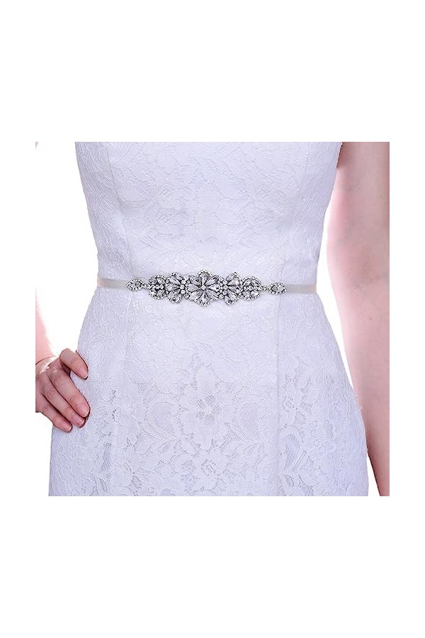 Zasjon Ceinture Strass Femme de Mariage, Ceinture en Cristal Strass Mariage, Ceinture Robe de Mariée, Ceinture en Applique Ma