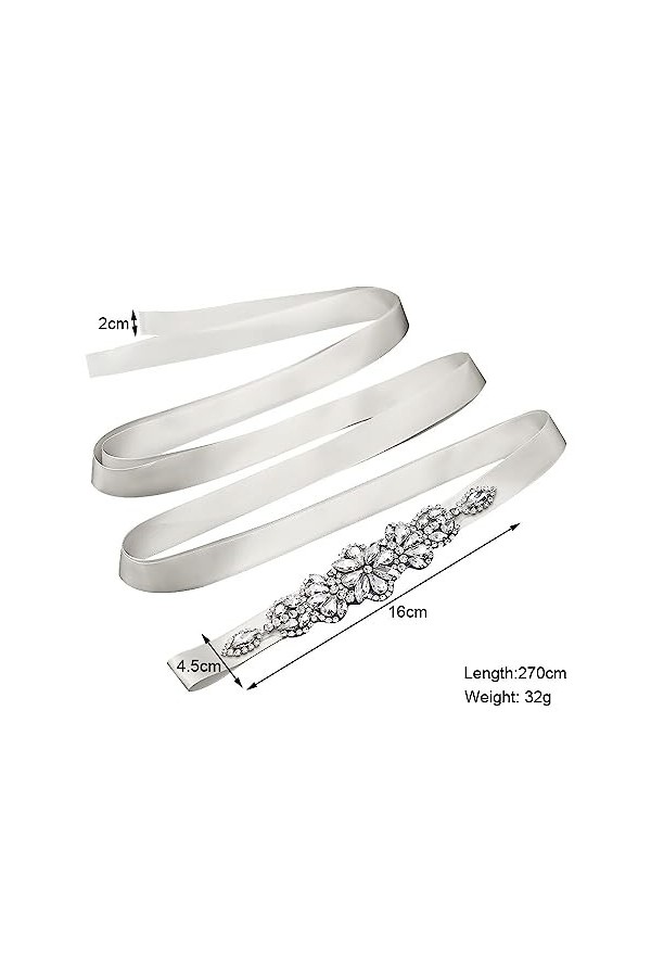 Zasjon Ceinture Strass Femme de Mariage, Ceinture en Cristal Strass Mariage, Ceinture Robe de Mariée, Ceinture en Applique Ma