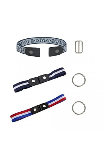 BEIIEB Lot de 3 ceintures extensibles polyvalentes à rayures avec stretch, ceinture élastique invisible sans boucle, unisexe,