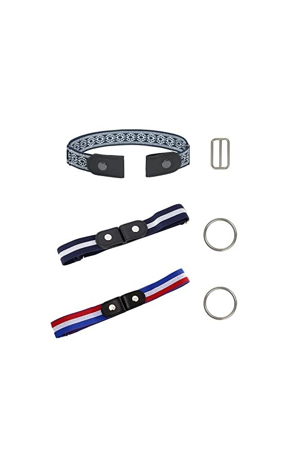 BEIIEB Lot de 3 ceintures extensibles polyvalentes à rayures avec stretch, ceinture élastique invisible sans boucle, unisexe,