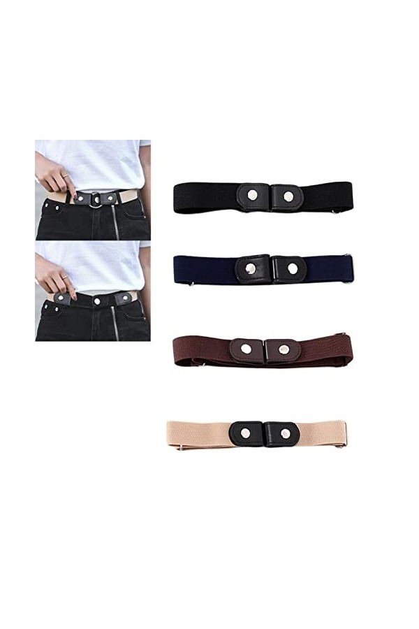 Sivono Ceinture Élastique Femme 4 Pièces, Ceinture sans Boucle Femme, Ceinture Élastique, Convient Aux Hommes Et Aux Femmes, 