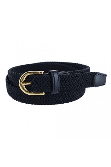 CTM Ceinture élastique tressée pour femme, noir, XX-Large