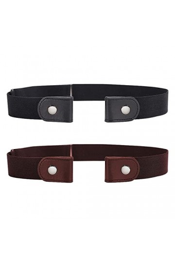 Clyhon 2 Pièces Ceinture Extensible sans Boucle Ceinture sans Boucle Ceinture Élastique Invisible Unisexe pour Jeans