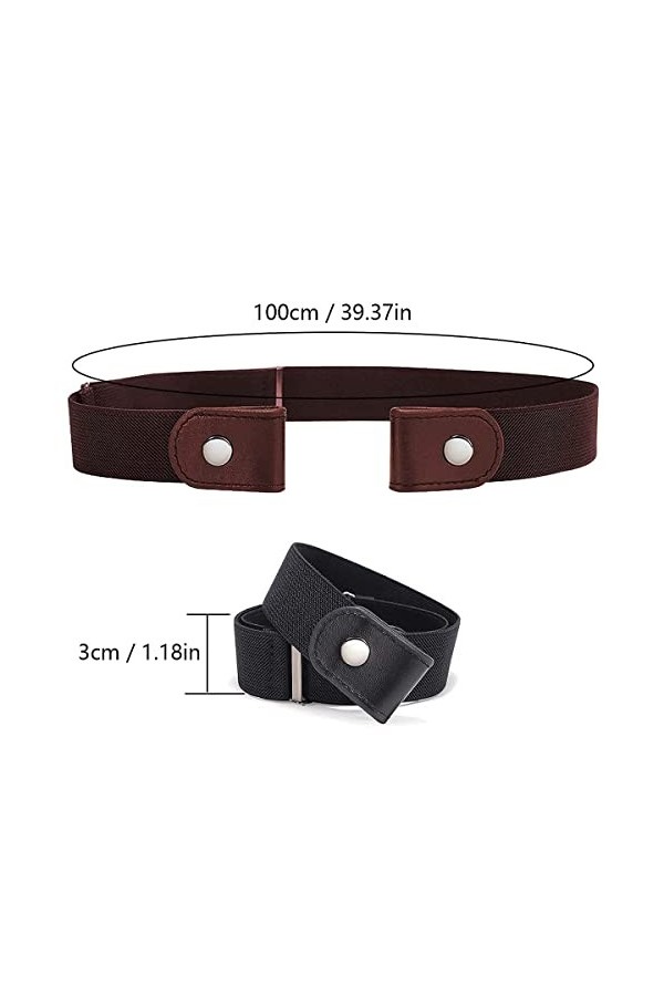 Clyhon 2 Pièces Ceinture Extensible sans Boucle Ceinture sans Boucle Ceinture Élastique Invisible Unisexe pour Jeans