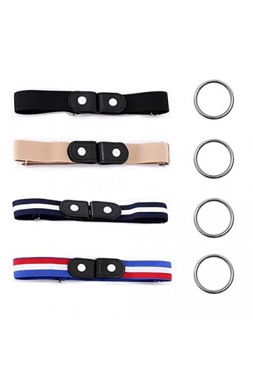 ZHXMALL Ceinture Femme Extensible Ceinture Sans Boucle - 4 Pièces Ceinture Élastique Invisible pour Jeans Pantalons Jupes | C