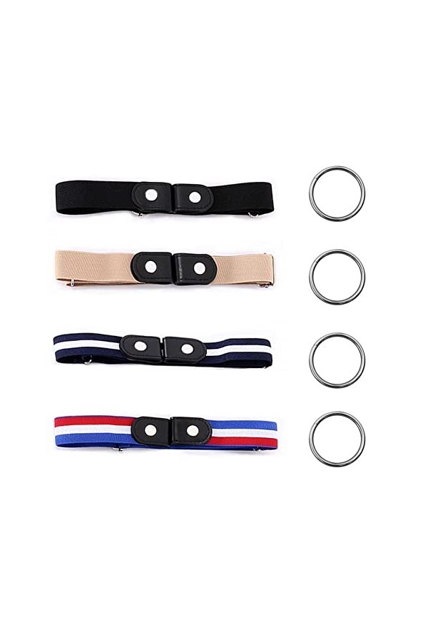ZHXMALL Ceinture Femme Extensible Ceinture Sans Boucle - 4 Pièces Ceinture Élastique Invisible pour Jeans Pantalons Jupes | C