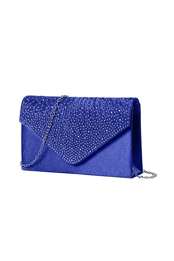 Minicloss Satin Pochette Mariage Soirée à Main Turquoise Pochette élégante à paillettes pour Femme, Pochette à Bandoulière av