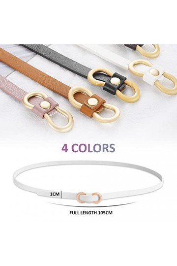 Lot de 4 ceintures fines élégantes pour femme - Ceinture tendance - Ceinture simple avec boucle en métal - Ceinture extra fin