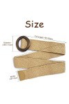DEEDPF Ceinture élastique en paille, ceinture vintage à boucle lisse en bois, ceinture habillée, ceinture en jean, ceinture f