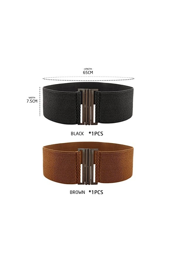 2 ceintures élastiques pour femmes, ceinture large vintage classique, ceinture élastique pour femmes, 25,5 pouces de long, 3
