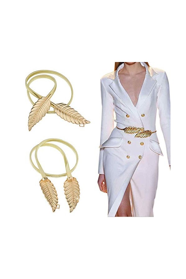 XLKJ Femmes Ceinture Feuille, Métal Quitte Réglables Stretch élastique pour Femme