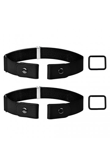 Laughhe 2 Pièces Ceinture Sans Boucle, Ceinture Unisexe Réglable, Ceinture pour Jeans Pantalon Robe, Ceinture Élastique Invis