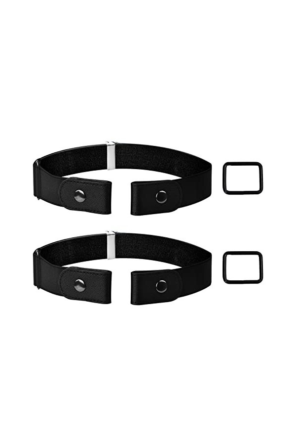 Laughhe 2 Pièces Ceinture Sans Boucle, Ceinture Unisexe Réglable, Ceinture pour Jeans Pantalon Robe, Ceinture Élastique Invis