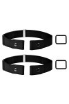 Laughhe 2 Pièces Ceinture Sans Boucle, Ceinture Unisexe Réglable, Ceinture pour Jeans Pantalon Robe, Ceinture Élastique Invis