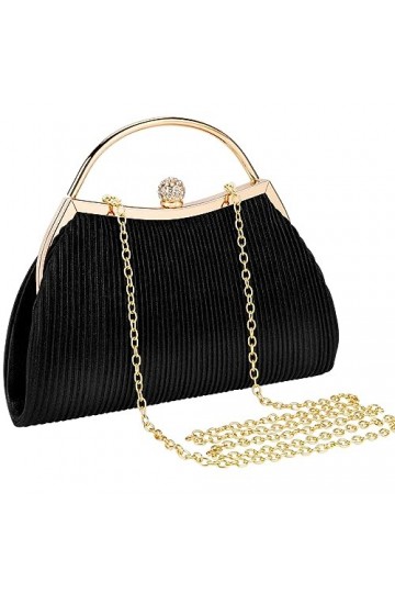 ISEYOU Pochette Femme, Pochettes et Clutches Femme, avec Détachable Chaîne en Or et Boucle en Strass Brillant, Grande Capacit