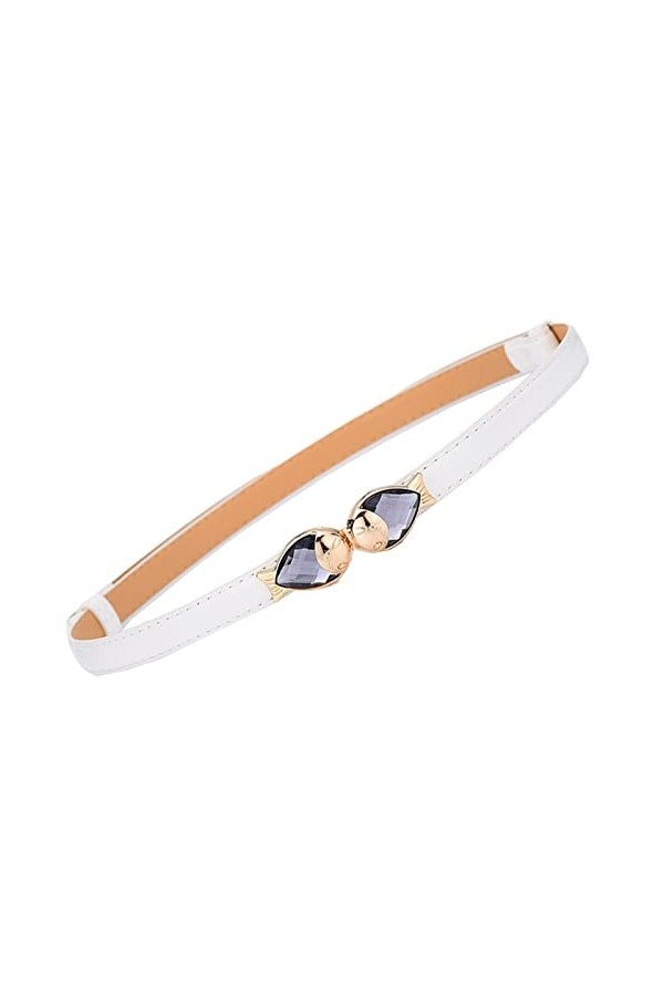 JK Home Ceinture en Cuir Imité Femme Fille Boucle Réglable Ceintures Fine Minceur pour Jeans Pantalon Robe Rose Argenté