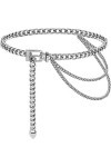 Weenkeey Chaîne de taille en métal multicouche - Réglable - Longue ceinture ventrale pour robe, chemise, manteau, jean - Arge