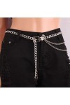 Weenkeey Chaîne de taille en métal multicouche - Réglable - Longue ceinture ventrale pour robe, chemise, manteau, jean - Arge
